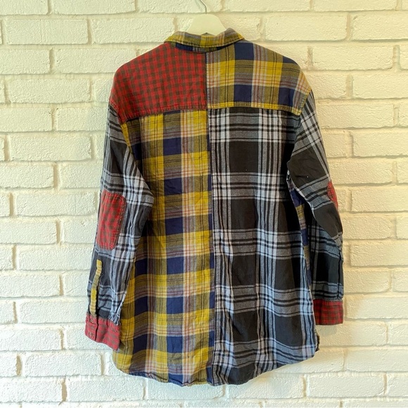 Urban Outfitters Corey Spliced Flannel Button Down Shirt Oversized Size Large - Picture 5 of 11